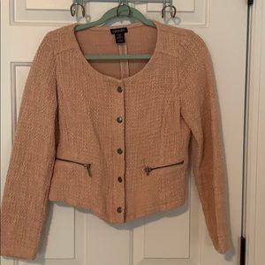 Pink tweed moto style jacket